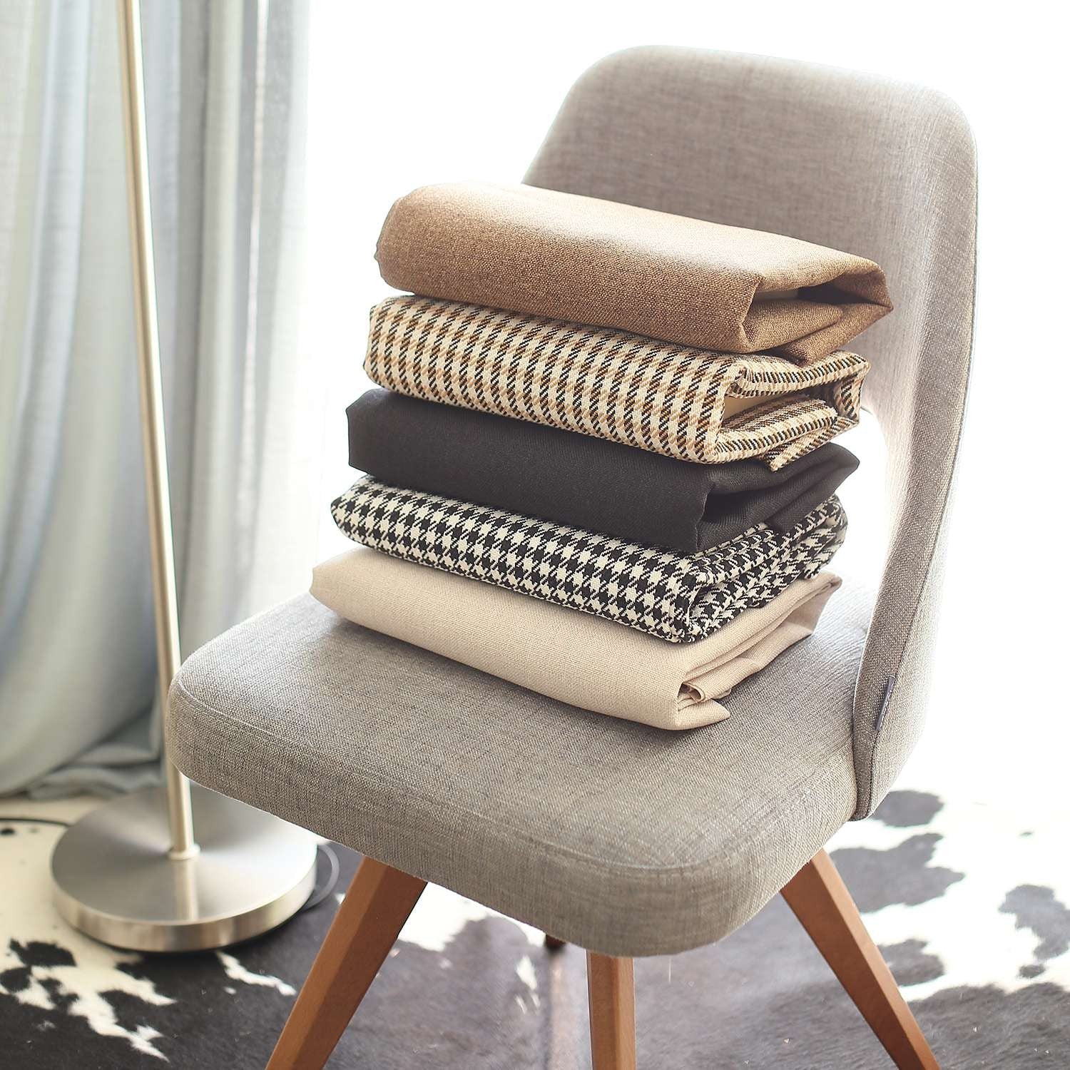 Set Of 4 Black And Tan Houndstooth Pillow Covers-Accent Throw Pillows-DECOROLALA