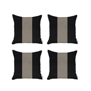 Set Of 4 Black And Tan Houndstooth Pillow Covers-Accent Throw Pillows-DECOROLALA