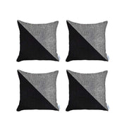 Set Of 4 Black And White Diagonal Pillow Covers-Accent Throw Pillows-DECOROLALA