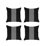 Set Of 4 Black And White Houndstooth Pillow Covers-Accent Throw Pillows-DECOROLALA