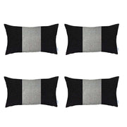 Set Of 4 Black And White Lumbar Pillow Covers-Accent Throw Pillows-DECOROLALA