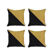 Set Of 4 Black And Yellow Diagonal Pillow Covers-Accent Throw Pillows-DECOROLALA