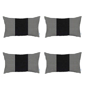 Set Of 4 Black Houndstooth Lumbar Pillow Covers-Accent Throw Pillows-DECOROLALA