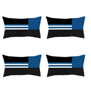Set Of 4 Blue And Black Lumbar Pillow Covers-Accent Throw Pillows-DECOROLALA