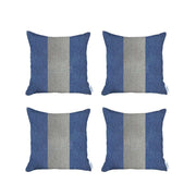 Set Of 4 Blue And White Center Pillow Covers-Accent Throw Pillows-DECOROLALA