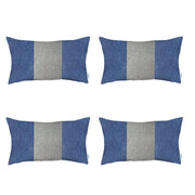 Set Of 4 Blue And White Lumbar Pillow Covers-Accent Throw Pillows-DECOROLALA