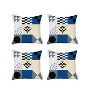 Set Of 4 Blue Boho Chic Printed Pillow Covers-Accent Throw Pillows-DECOROLALA