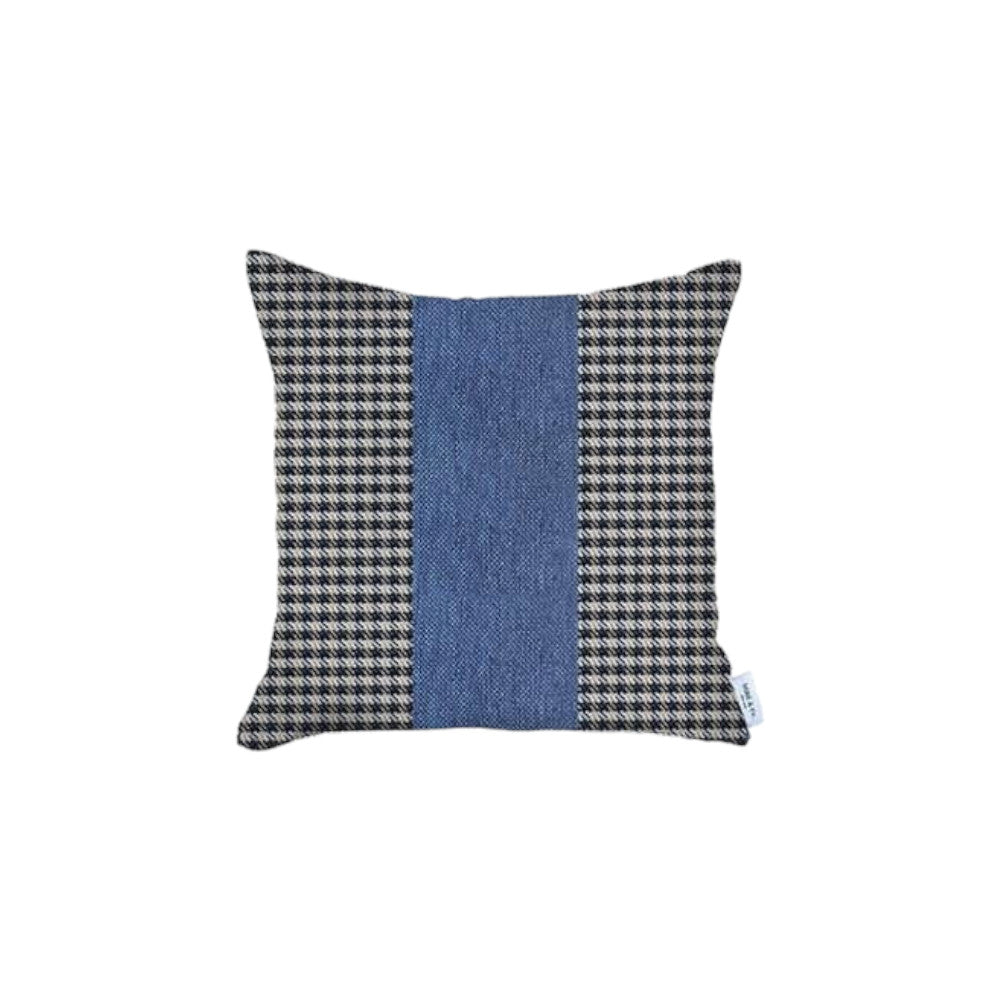 Set Of 4 Blue Houndstooth Pillow Covers-Accent Throw Pillows-DECOROLALA