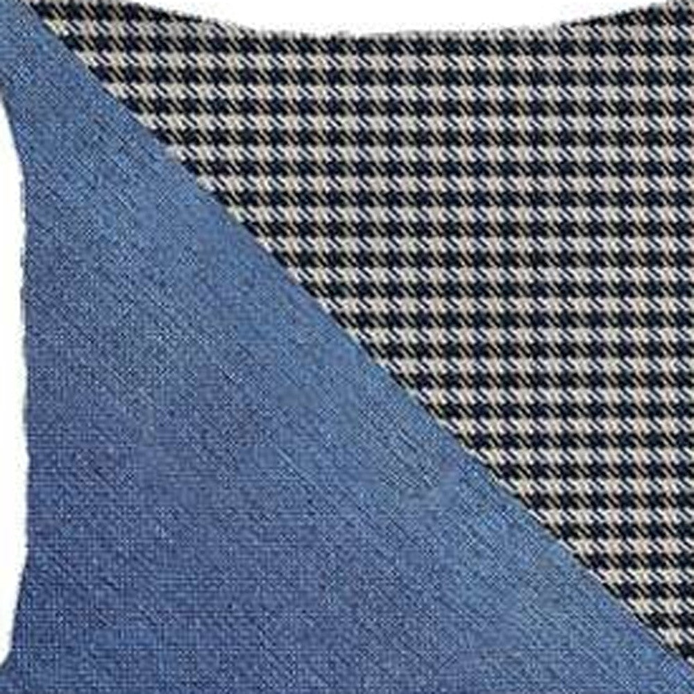 Set Of 4 Blue Houndstooth Pillow Covers-Accent Throw Pillows-DECOROLALA