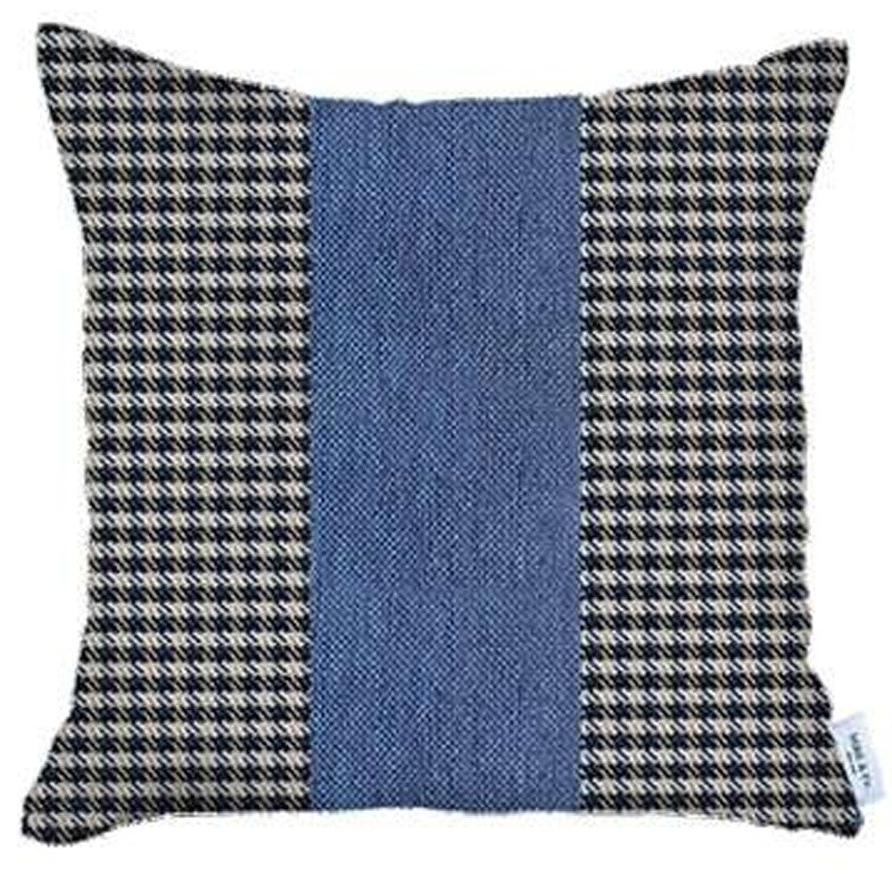 Set Of 4 Blue Houndstooth Pillow Covers-Accent Throw Pillows-DECOROLALA
