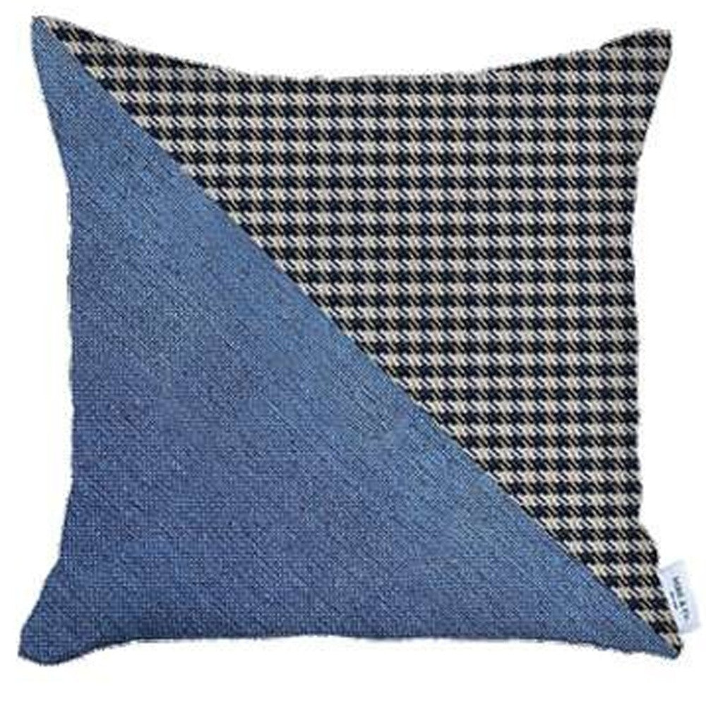 Set Of 4 Blue Houndstooth Pillow Covers-Accent Throw Pillows-DECOROLALA