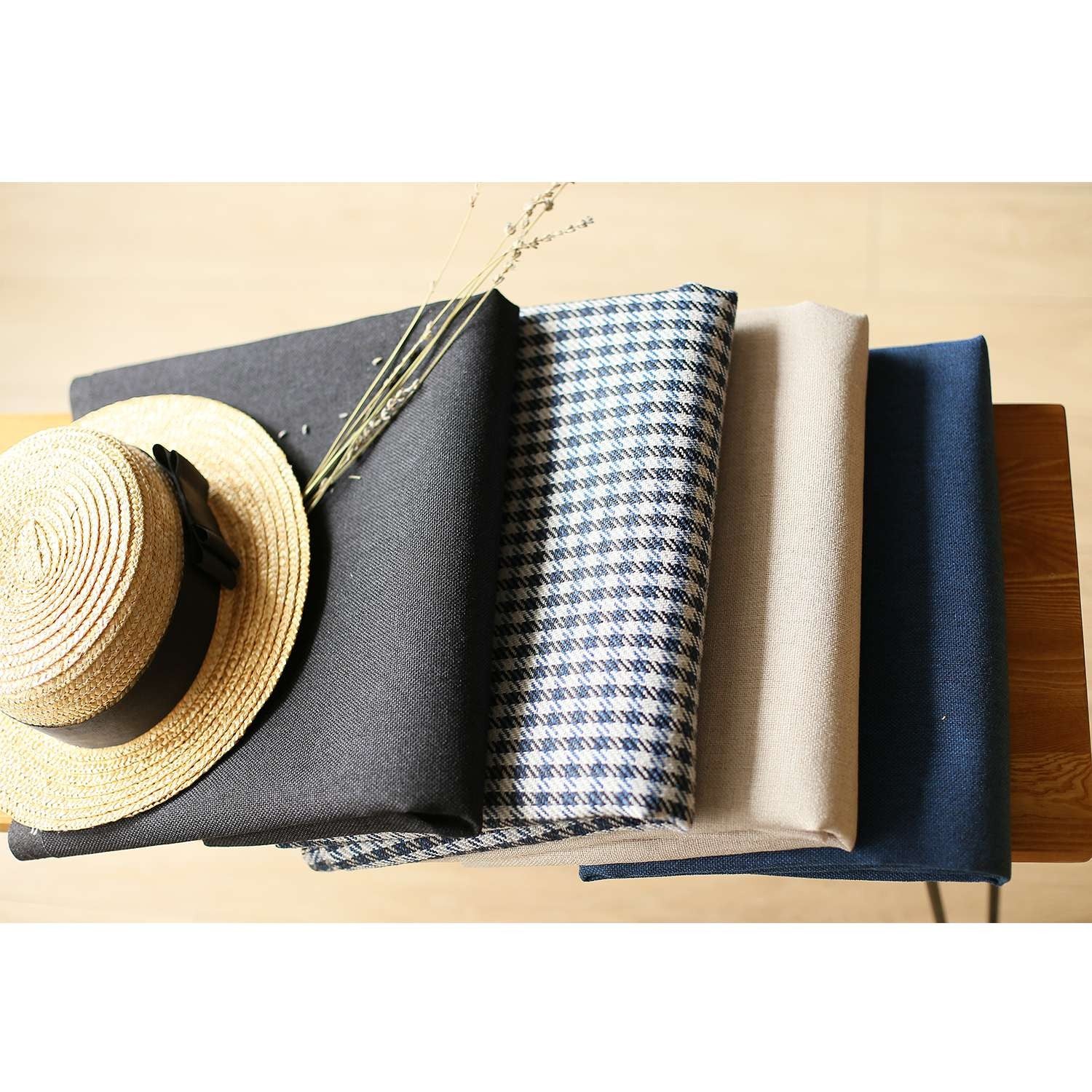 Set Of 4 Blue Houndstooth Pillow Covers-Accent Throw Pillows-DECOROLALA