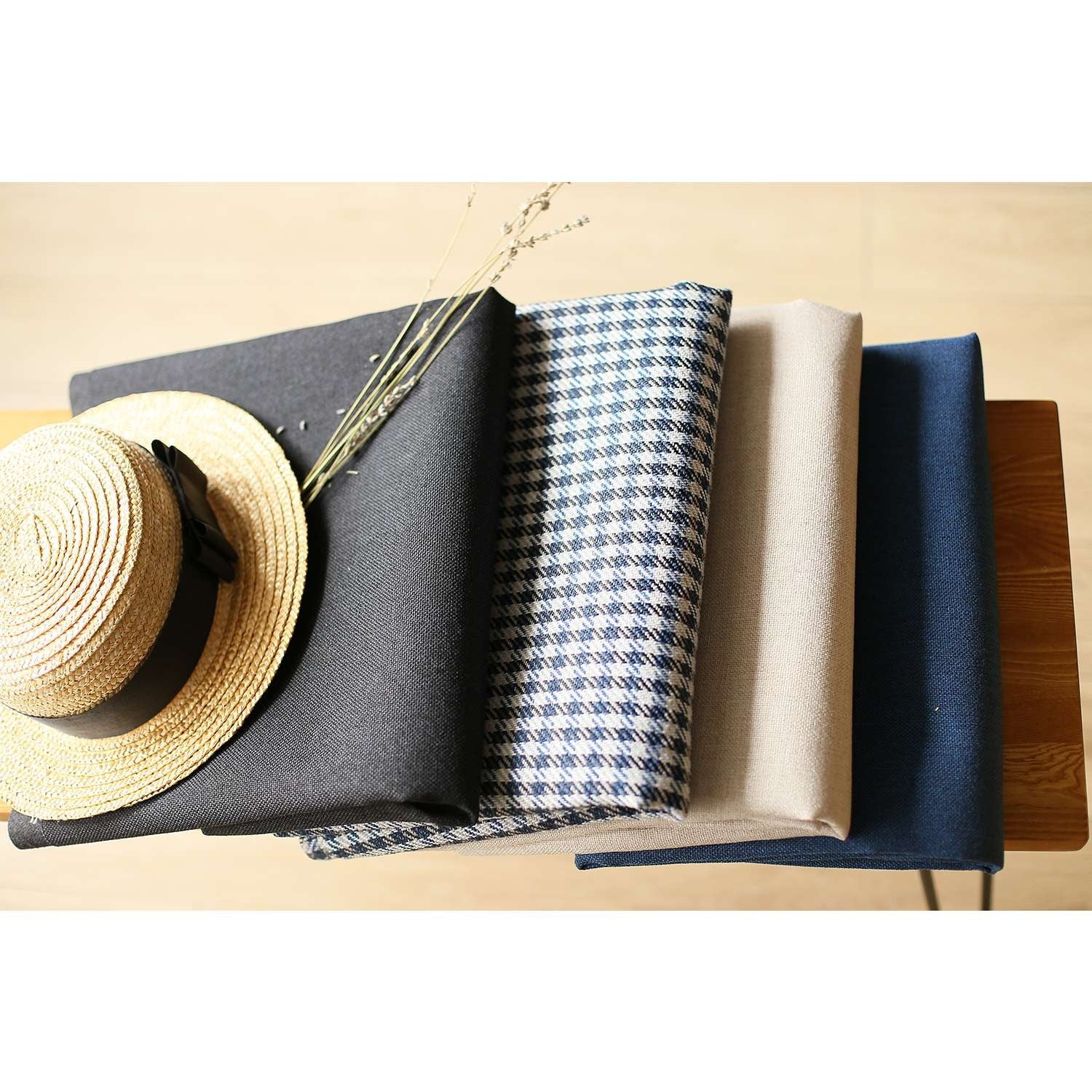 Set Of 4 Blue Houndstooth Pillow Covers-Accent Throw Pillows-DECOROLALA