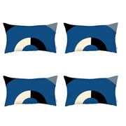 Set Of 4 Blue Modern Lumbar Pillow Covers-Accent Throw Pillows-DECOROLALA