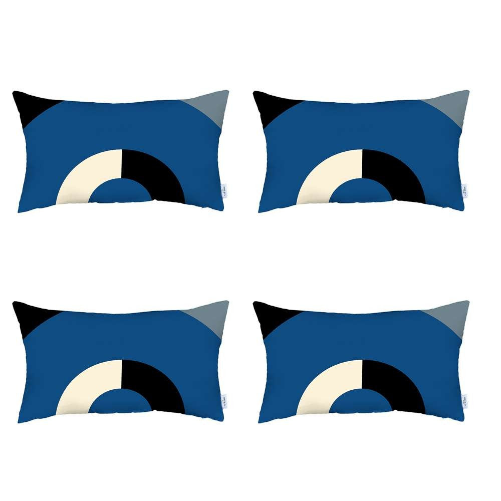 Set Of 4 Blue Modern Lumbar Pillow Covers-Accent Throw Pillows-DECOROLALA
