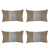 Set Of 4 Brown And White Lumbar Pillow Covers-Accent Throw Pillows-DECOROLALA