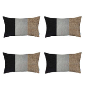 Set Of 4 Brown Tripartite Lumbar Pillow Covers-Accent Throw Pillows-DECOROLALA