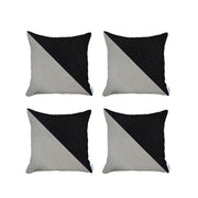 Set Of 4 Cream And Black Diagonal Pillow Covers-Accent Throw Pillows-DECOROLALA
