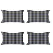 Set Of 4 Gray Houndstooth Lumbar Pillow Covers-Accent Throw Pillows-DECOROLALA