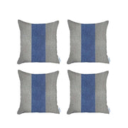 Set Of 4 Ivory And Blue Center Pillow Covers-Accent Throw Pillows-DECOROLALA