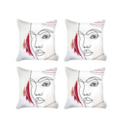 Set Of 4 Ivory Printed Boho Chic Pillow Covers-Accent Throw Pillows-DECOROLALA