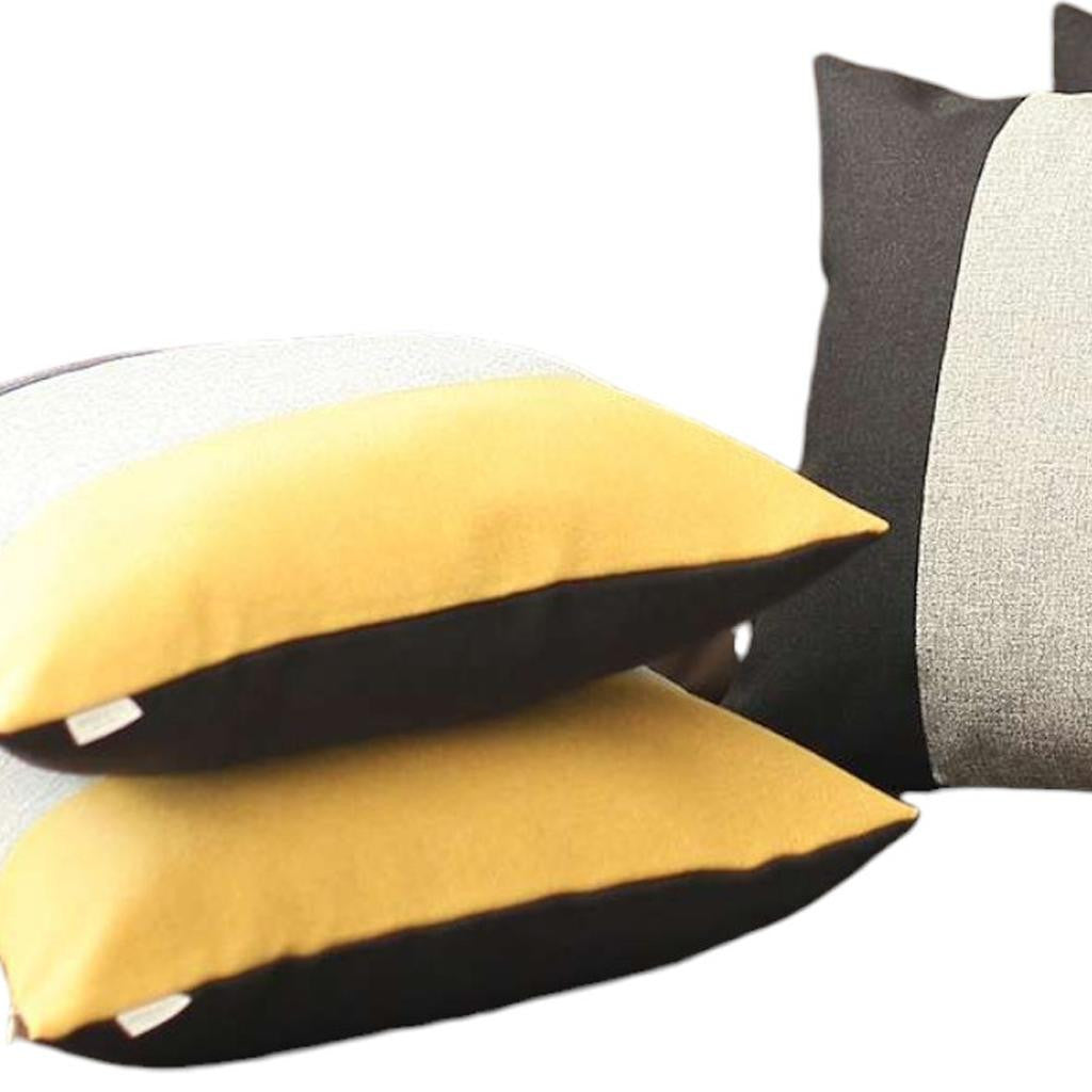 Set Of 4 Modern Yellow Striped Pillow Covers-Accent Throw Pillows-DECOROLALA