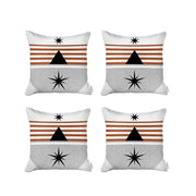 Set Of 4 Orange And Ivory Striped Pillow Covers-Accent Throw Pillows-DECOROLALA