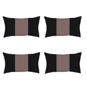 Set Of 4 Red And Black Center Lumbar Pillow Covers-Accent Throw Pillows-DECOROLALA