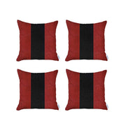 Set Of 4 Red And Black Center Pillow Covers-Accent Throw Pillows-DECOROLALA
