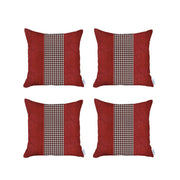 Set Of 4 Red And Black Houndstooth Pillow Covers-Accent Throw Pillows-DECOROLALA