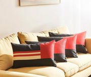 Set Of 4 Red And Black Lumbar Pillow Covers-Accent Throw Pillows-DECOROLALA