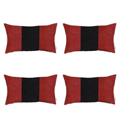 Set Of 4 Red And Black Lumbar Pillow Covers-Accent Throw Pillows-DECOROLALA