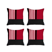 Set Of 4 Red And Black Printed Pillow Covers-Accent Throw Pillows-DECOROLALA