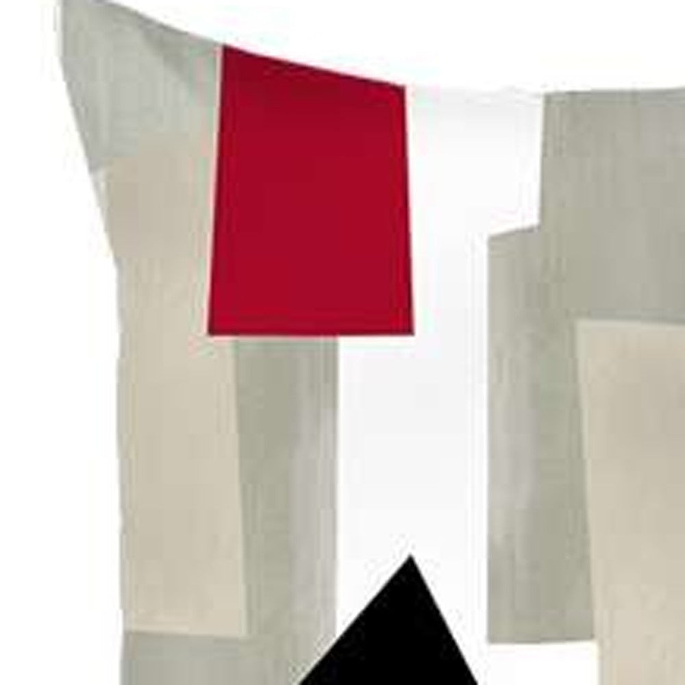 Set Of 4 Red And Ivory Printed Pillow Covers-Accent Throw Pillows-DECOROLALA