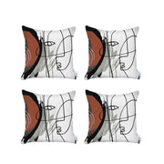 Set Of 4 Red Boho Chic Printed Pillow Covers-Accent Throw Pillows-DECOROLALA