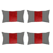 Set Of 4 Red Houndstooth Lumbar Pillow Covers-Accent Throw Pillows-DECOROLALA
