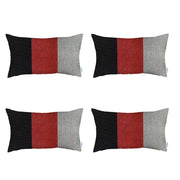 Set Of 4 Red Tripartite Lumbar Pillow Covers-Accent Throw Pillows-DECOROLALA