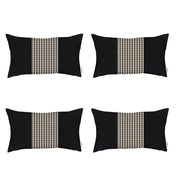 Set Of 4 Tan And Black Center Lumbar Pillow Covers-Accent Throw Pillows-DECOROLALA