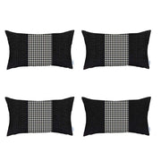 Set Of 4 White And Black Center Lumbar Pillow Covers-Accent Throw Pillows-DECOROLALA