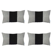 Set Of 4 White And Black Lumbar Pillow Covers-Accent Throw Pillows-DECOROLALA