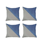 Set Of 4 White And Blue Diagonal Pillow Covers-Accent Throw Pillows-DECOROLALA