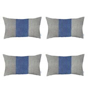 Set Of 4 White And Blue Lumbar Pillow Covers-Accent Throw Pillows-DECOROLALA