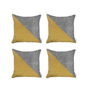 Set Of 4 White And Yellow Diagonal Pillow Covers-Accent Throw Pillows-DECOROLALA