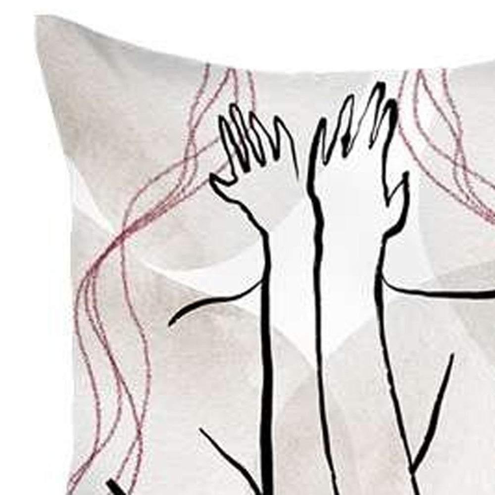 Set Of 4 White Boho Chic Printed Pillow Covers-Accent Throw Pillows-DECOROLALA