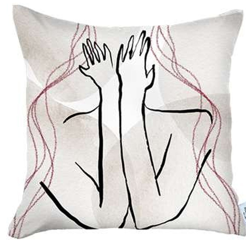 Set Of 4 White Boho Chic Printed Pillow Covers-Accent Throw Pillows-DECOROLALA