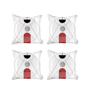 Set Of 4 White Eclectic Printed Pillow Covers-Accent Throw Pillows-DECOROLALA