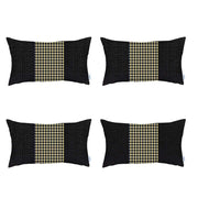 Set Of 4 Yellow And Black Center Lumbar Pillow Covers-Accent Throw Pillows-DECOROLALA