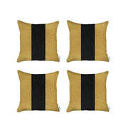 Set Of 4 Yellow And Black Center Pillow Covers-Accent Throw Pillows-DECOROLALA