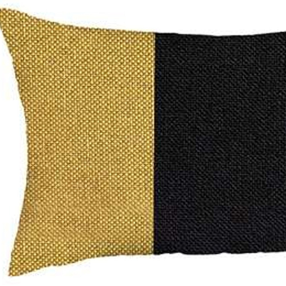 Set Of 4 Yellow And Black Lumbar Pillow Covers-Accent Throw Pillows-DECOROLALA