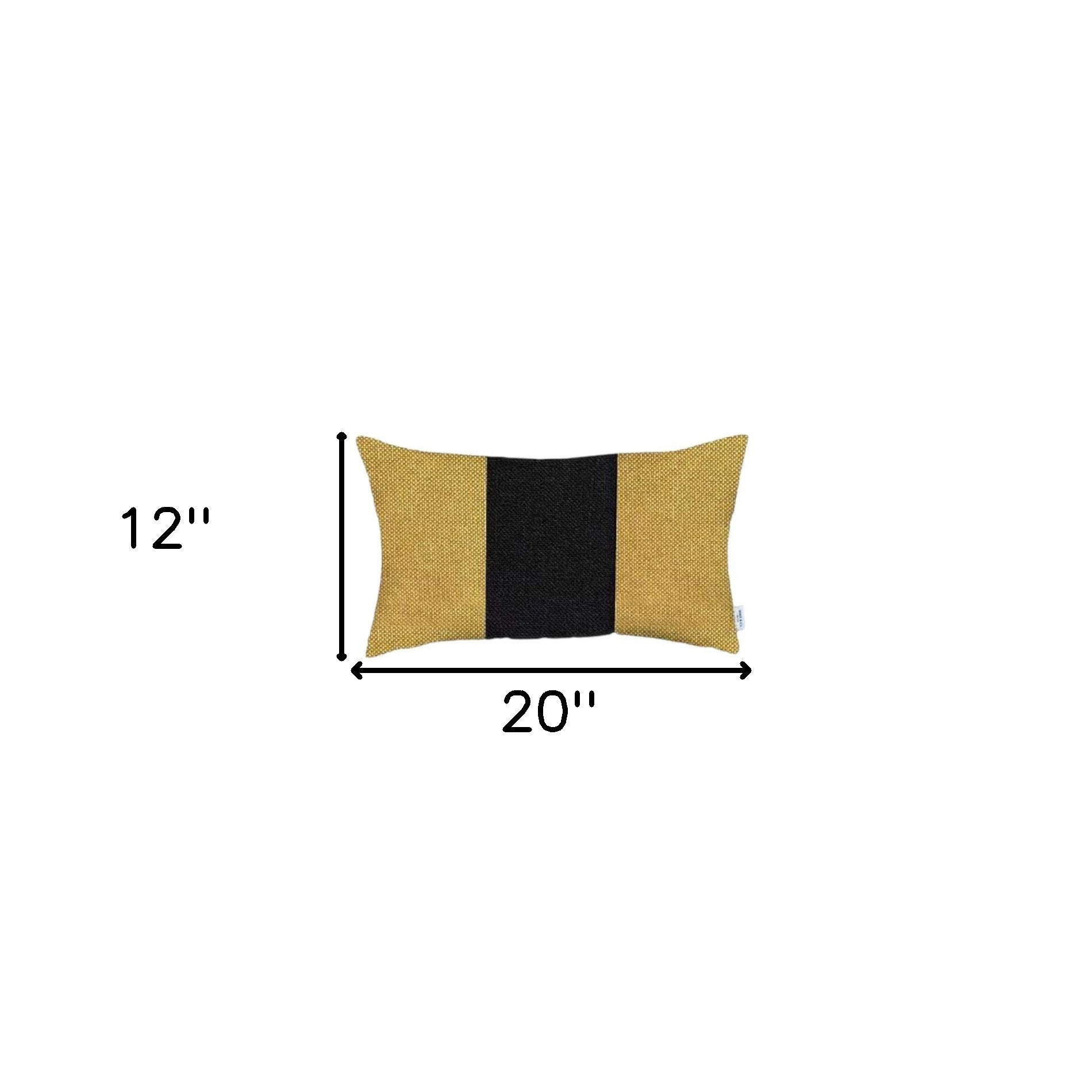 Set Of 4 Yellow And Black Lumbar Pillow Covers-Accent Throw Pillows-DECOROLALA